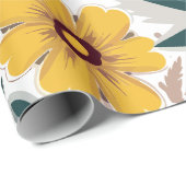 Levendige gele en bordeauxrode bloemen cadeaupapier (Rol Hoek)