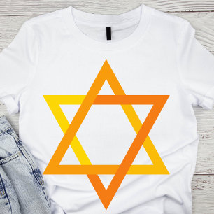Levendige gele en Oranje davidster T-shirt