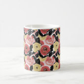 Levendige gele en rode rozen bloeien koffiemok (Center)