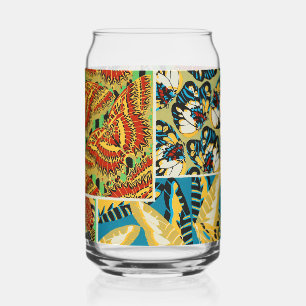 Levendige gele en turquoise Art Deco vlinderkunst Blikvorm Glas
