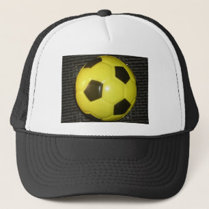 Levendige gele en zwarte voetbal (voetbal) kunst trucker pet