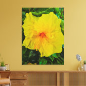 Levendige Gele Hibiscus Bloem Canvas Afdruk (Insitu (Woonkamer))