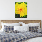 Levendige Gele Hibiscus Bloem Canvas Afdruk (Insitu (Slaapkamer))