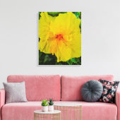 Levendige Gele Hibiscus Bloem Canvas Afdruk (Insitu (Woonkamer))