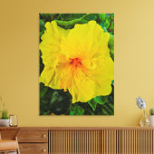 Levendige Gele Hibiscus Bloem Canvas Afdruk (Insitu (Woonkamer))