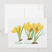 Levendige gele krokusbloemen Gelukkig Pasen Feestdagenkaart (Voorkant / Achterkant)