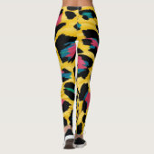 Levendige Gele Luipaard Print Leggings (Achterkant)