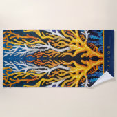 Levendige gele oceaan koraal gepersonaliseerd strandlaken (Voorkant)