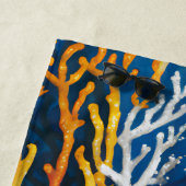 Levendige gele oceaan koraal gepersonaliseerd strandlaken (In situ)