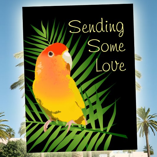 Levendige Gele Onbevlekte Liefdevolle Vogel Liefhe Briefkaart