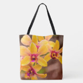 Levendige gele orchidee Hawaiian Monogram strandta Tote Bag (Achterkant)