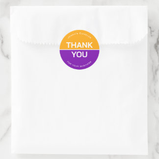 Levendige gele Paarse bedrijfsnaam dank u Ronde Sticker