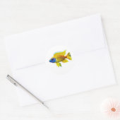 Levendige Gele Pauw Cichlide Vis Sticker, Afrika Ronde Sticker (Envelop)