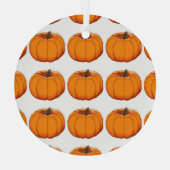 Levendige gele pompoen patroon illustratie. glas ornament (Achterkant)