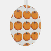 Levendige gele pompoen patroon illustratie. glas ornament (Voorkant Rechts)
