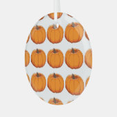 Levendige gele pompoen patroon illustratie. glas ornament (Voorkant links)