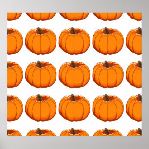 Levendige gele pompoen patroon illustratie. poster