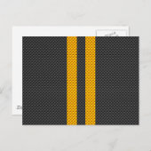 Levendige Gele Racing Stripes Carbon Fibre Style Briefkaart (Voorkant / Achterkant)