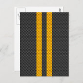 Levendige Gele Racing Stripes Carbon Fibre Style Briefkaart (Voorkant / Achterkant)