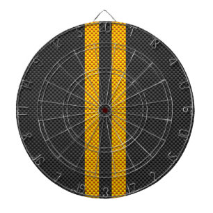 Levendige Gele Racing Stripes Carbon Fibre Style Dartbord