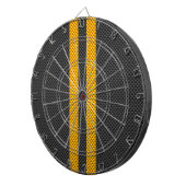 Levendige Gele Racing Stripes Carbon Fibre Style Dartbord (Voorkant Rechts)