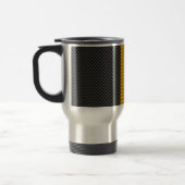 Levendige Gele Racing Stripes Carbon Fibre Style Reisbeker (Links)