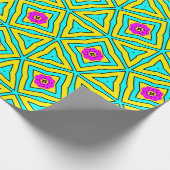 Levendige gele, roze & turquoise geometrische bloe cadeaupapier (Hoek)