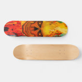 Levendige Gele Vlam Schedel Kunst Persoonlijk Skateboard (Horizontaal)