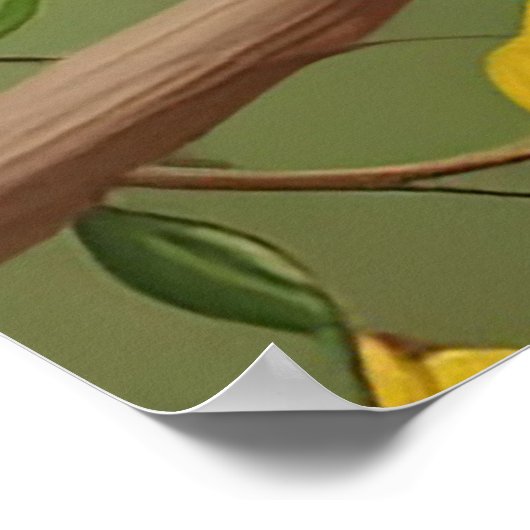 Levendige gele vogel op tak poster (Hoek)