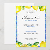 Levendige Gele Waterverf Citroen 40e Verjaardag Kaart (Voorkant / Achterkant)