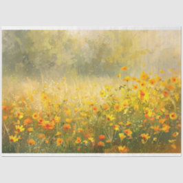 Levendige gele Wildflower Impressionist Decoupage Tissuepapier