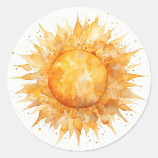 Levendige gele zon Zonneschijn Ronde Sticker