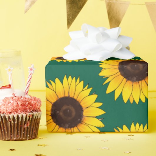 Levendige Gele Zonnebloem Bloei Cadeaupapier (Verjaardagsfeest)