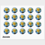Levendige gele zonnebloem bloemen in Blue Sky Ronde Sticker (Vel)