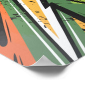 Levendige gele, zwarte en groene Abstracte bewegin Poster (Hoek)