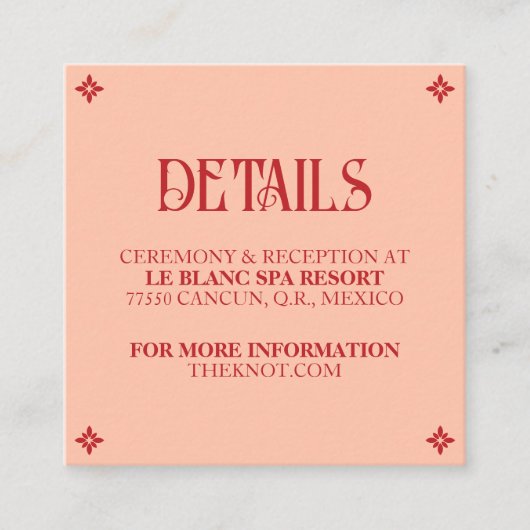 Levendige geloften: een Spaans folk bruiloft detai Informatiekaartje (Voorkant)