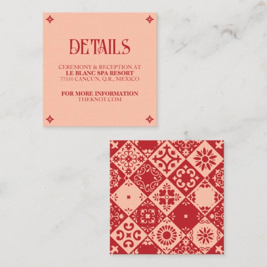 Levendige geloften: een Spaans folk bruiloft detai Informatiekaartje (Voorkant / Achterkant)