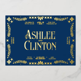 Levendige geloften: een Spaans folk bruiloft goud Folie Uitnodiging