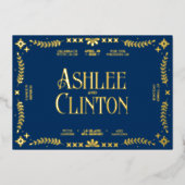 Levendige geloften: een Spaans folk bruiloft goud Folie Uitnodiging (Voorkant)