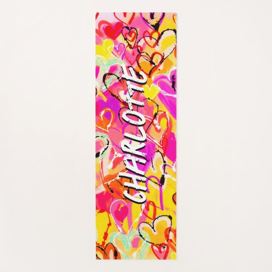 Levendige gelukzaligheid: roze en gele graffiti ha yogamat (Voorkant)