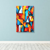 Levendige geometrische Abstract - Dynamische kubis Canvas Afdruk (Insitu (Houten vloer))