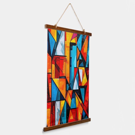 Levendige geometrische Abstract - Dynamische kubis Hangend Wandkleed (Gebogen)