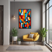 Levendige geometrische Abstract - Dynamische kubis Poster