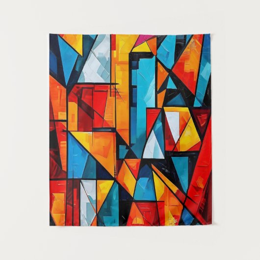 Levendige geometrische Abstract - Dynamische kubis Wandkleed (Voorkant)