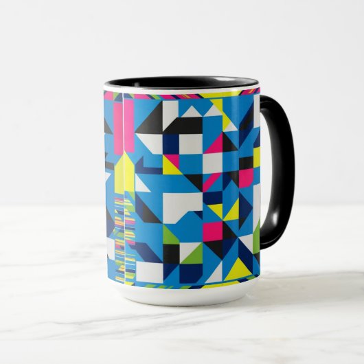 Levendige Geometrische Abstracte Combo Mok 15 oz–  (Voorkant rechts)