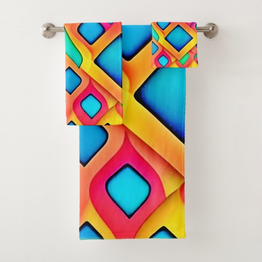 Levendige geometrische Abstracte kunst Bad Handdoek (Insitu)