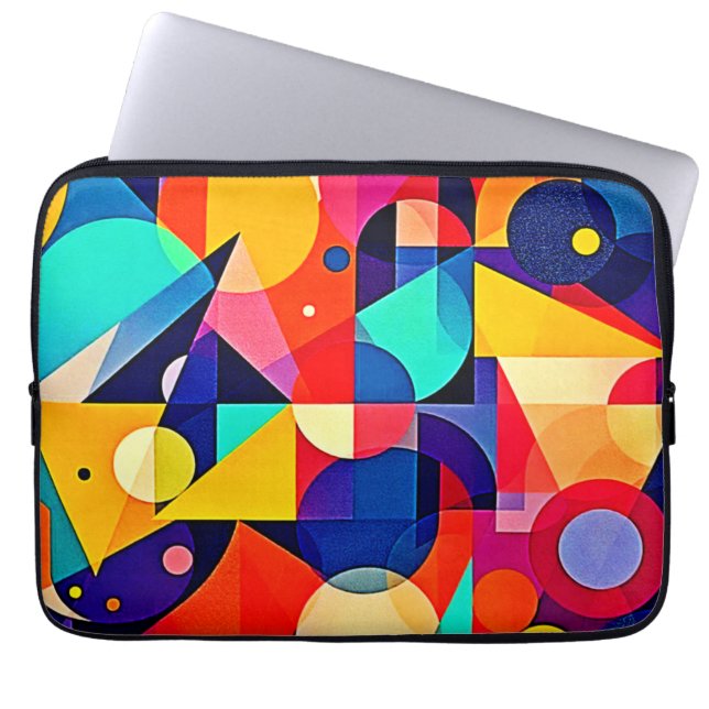 Levendige Geometrische Abstracte Kunst Laptop Sleeve (Voorkant)