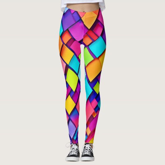 Levendige geometrische Abstracte kunst Leggings (Voorkant)