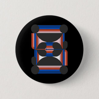 Levendige geometrische abstracte kunst met blauw e ronde button 5,7 cm