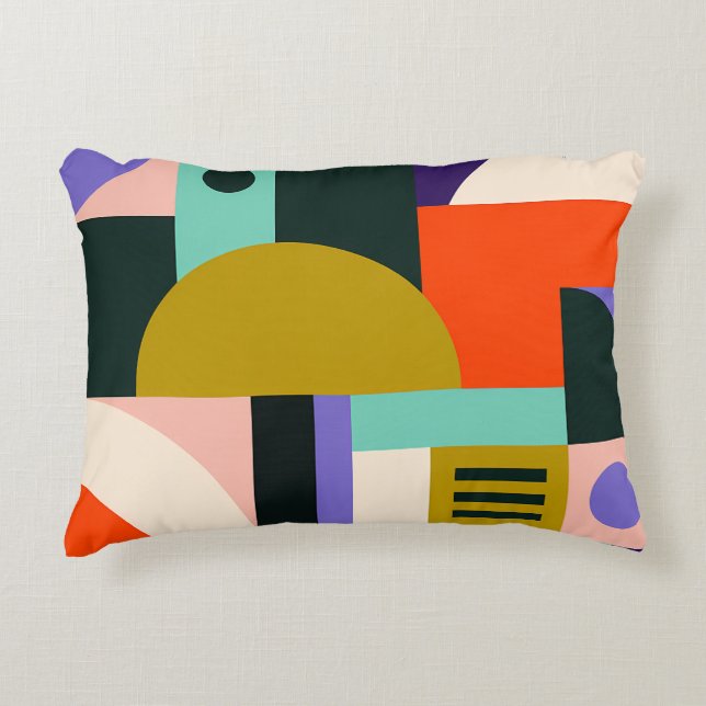 Levendige geometrische abstracte kunst met felle k accent kussen (Voorkant)